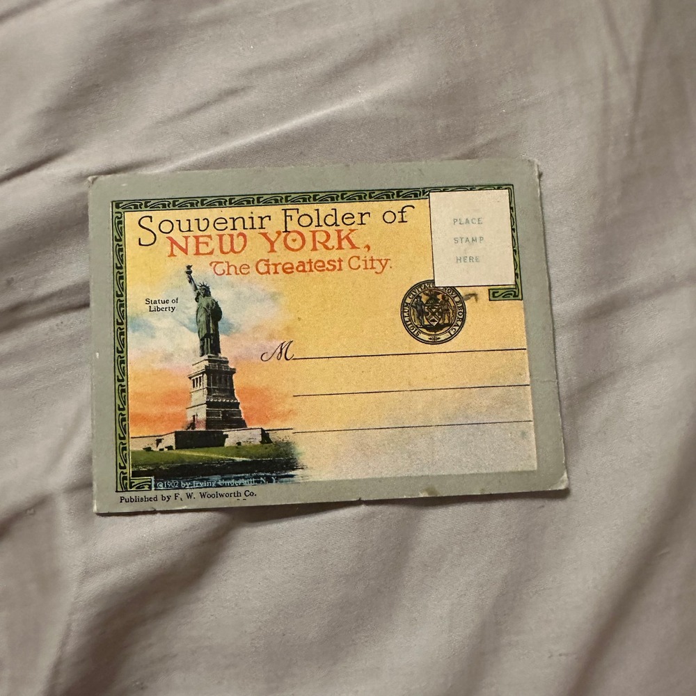 Vintage Souvenir Folder New York City FW Woolworth Flat Iron Building 1913 NYC